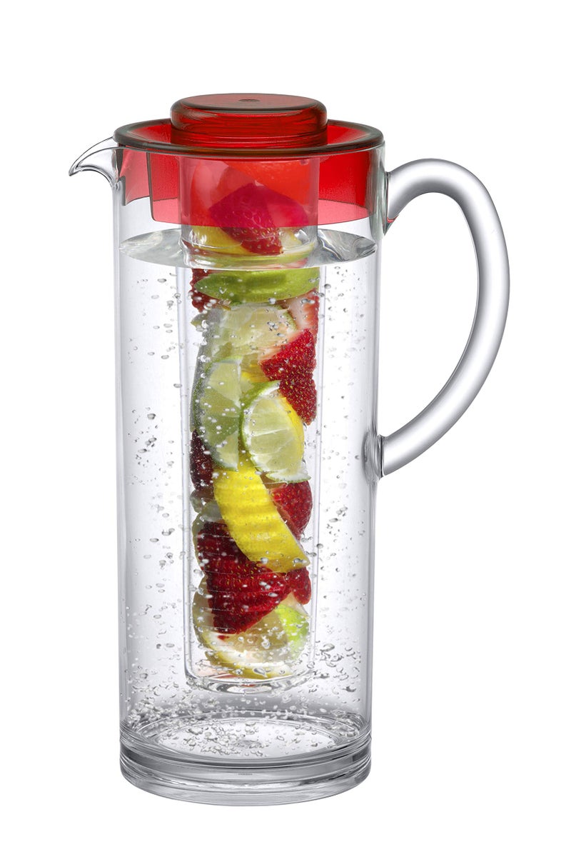 Prodyne Trim Fruit Infusion Pitcher, 60 oz, Red - Image 1